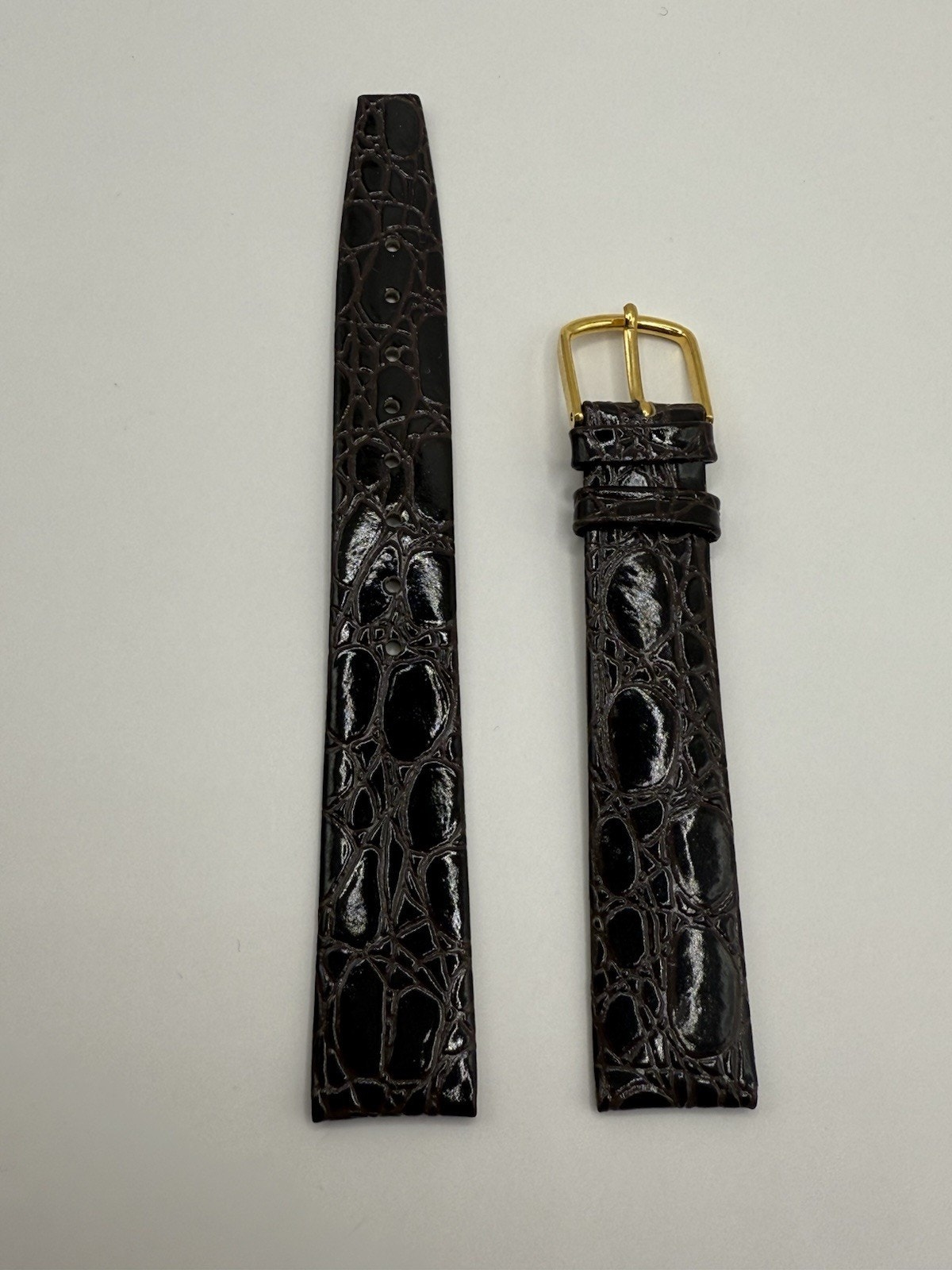 16mm Kreisler Alligator Calfskin Brown Nos Vintage Watch Band Gold Buckle